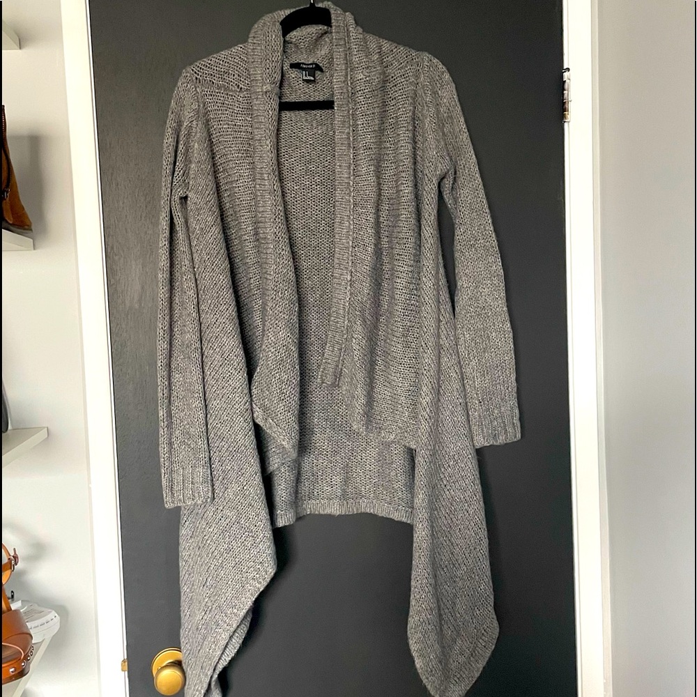 Forever 21 Oversized Gray Shawl Cardigan - Size Small